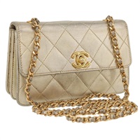 シャネル CHANEL ミニマトラッセ17 ショルダーバッグ チェーン ラムスキン ゴールド レディース BAZ419A