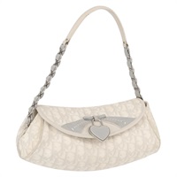 クリスチャンディオール Christian Dior ショルダーバッグ トロッターロマンティック チェーン PVC ホワイト シルバー レディース BAZ460A