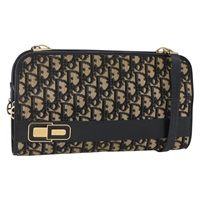 クリスチャンディオール Christian Dior ショルダーバッグ トロッターキャンバス ネイビー ゴールド レディース BAZ595A