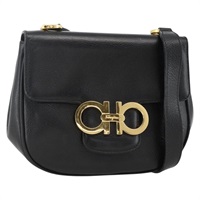 サルヴァトーレフェラガモ Salvatore Ferragamo ショルダーバッグ ガンチーニ レザー ブラック ゴールド レディース BAZ601A