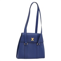 セリーヌ CELINE ショルダーバッグ レザー ブルー ゴールド レディース BAZ626A