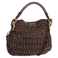 ミュウ ミュウ Miu Miu ショルダーバッグ レザー 2way ブラウン ゴールド レディース BAZ718A