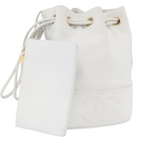 シャネル CHANEL ショルダーバッグ ココマーク レザー ホワイト ゴールド レディース gh2005A