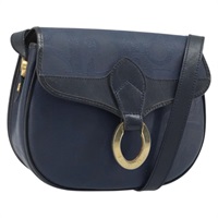 クリスチャンディオール Christian Dior ショルダーバッグ トロッターキャンバス PVC ネイビー ゴールド レディース ka3468A