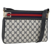 グッチ GUCCI ショルダーバッグ シェリーライン GGスプリーム PVC ネイビー ゴールド レディース ka3504A