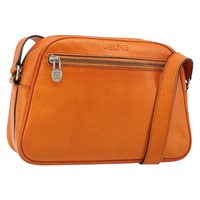 セリーヌ CELINE ショルダーバッグ レザー オレンジ ゴールド レディース SW2232A