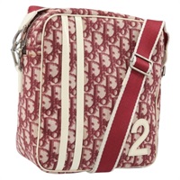 クリスチャンディオール Christian Dior ショルダーバッグ トロッターキャンバス レッド シルバー レディース SW2238A