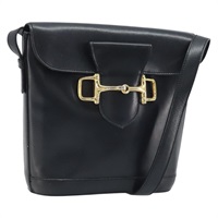 セリーヌ CELINE ホースビット ショルダーバッグ レザー ブラック ゴールド レディース YKZ776A