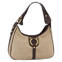 サルヴァトーレフェラガモ Salvatore Ferragamo ショルダーバッグ ガンチーニ キャンバス ブラウン ゴールド レディース YKZ907A