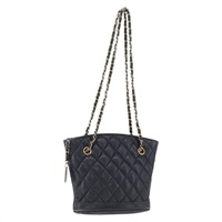 シャネル CHANEL ショルダーバッグ マトラッセ チェーン ラムスキン ネイビー ゴールド レディース BAZ244A