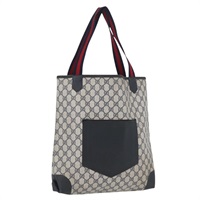 グッチ GUCCI トートバッグ GGスプリーム シェリーライン PVC ネイビー ゴールド 002 904 0222 レディース am11088A