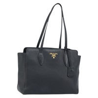プラダ PRADA トートバッグ レザー ブラック ゴールド レディース am11091A