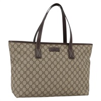 グッチ GUCCI トートバッグ GGスプリーム PVC ベージュ シルバー 211137 レディース YKZ339A