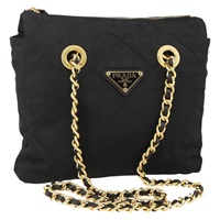 プラダ PRADA トートバッグ チェーン ナイロン ブラック ゴールド レディース SW2235V