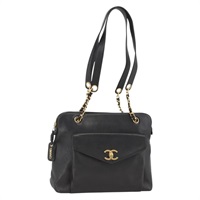 シャネル CHANEL トートバッグ マトラッセ チェーン キャビアスキン ブラック ゴールド レディース BAZ251A