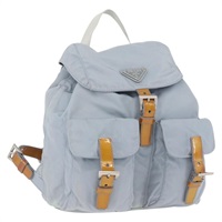 プラダ PRADA バックパック ナイロン ライトブルー シルバー レディース AMZ383A