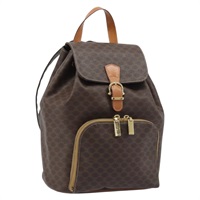 セリーヌ CELINE バックパック マカダムキャンバス PVCレザー ブラウン ゴールド レディース SW2218A