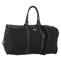 プラダ PRADA ボストンバッグ ナイロン 2way ブラック シルバー レディース am11052V