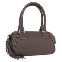 シャネル CHANEL ボストンバッグ レザー グレー シルバー レディース BAZ592V