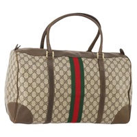 グッチ GUCCI ボストンバッグ GGスプリーム ウェブシェリーライン PVC ベージュ ゴールド レディース YKZ109A