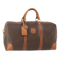 セリーヌ CELINE ボストンバッグ マカダムキャンバス PVCレザー ブラウン ゴールド レディース YKZ142A