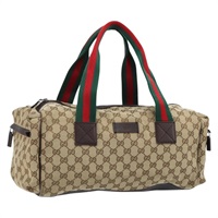 グッチ GUCCI ボストンバッグ GGキャンバス ウェブシェリーライン ベージュ シルバー 180688 レディース YKZ779A