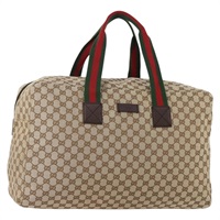 グッチ GUCCI ボストンバッグ GGキャンバス ウェブシェリーライン ベージュ シルバー 146310 レディース YKZ780A