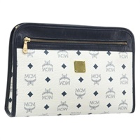 エム・シー・エム MCM クラッチバッグ ロゴグラム ヴィセトス PVCレザー ホワイト ゴールド レディース 173032A