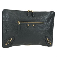 バレンシアガ BALENCIAGA ザジャイアントシティ クラッチバッグ レザー グレー ゴールド 370994 レディース SW2268V