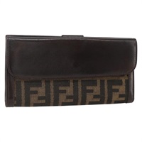 フェンディ FENDI 長財布 ズッカキャンバス ブラック ブラウン レディース am11162A