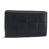 ボッテガヴェネタ BOTTEGAVENETA 長財布 マキシイントレチャート レザー ブラック シルバー レディース BAZ263A