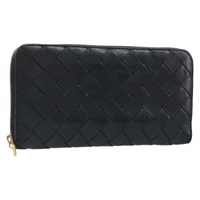 ボッテガヴェネタ BOTTEGAVENETA 長財布 イントレチャート レザー ブラック ゴールド レディース BAZ270A