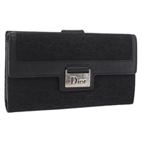 クリスチャンディオール Christian Dior 長財布 トロッターキャンバス ブラック シルバー レディース YKZ413A
