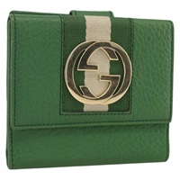 グッチ GUCCI 財布 レザー グリーン ゴールド 131020 レディース AMZ189A