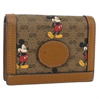 グッチ GUCCI 二つ折り財布 マイクロGGスプリーム PVC GUCCI×Disney ベージュ ゴールド 602534 レディース BA11628A