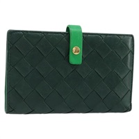 ボッテガヴェネタ BOTTEGAVENETA 二つ折り財布 イントレチャート レザー グリーン ゴールド レディース BAZ264A