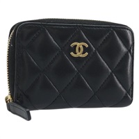 シャネル CHANEL コインケース マトラッセ ラムスキン ブラック ゴールド レディース BAZ261A