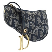 クリスチャンディオール Christian Dior コインケース トロッターキャンバス サドル ネイビー ゴールド レディース hk3595A