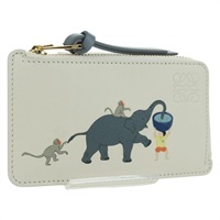 ロエベ LOEWE カードケース フラグメントケース アナグラム レザー アイボリー シルバー レディース AMZ462M