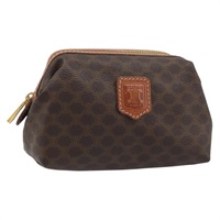 セリーヌ CELINE ポーチ マカダムキャンバス PVCレザー ブラウン ゴールド レディース ki6595V