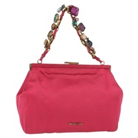 ミュウ ミュウ Miu Miu アクセサリーポーチ サテン ピンク レディース BAZ697V