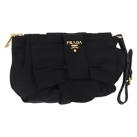 プラダ PRADA ポーチ ナイロン ブラック ゴールド レディース BAZ061A