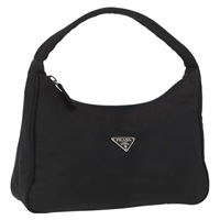 プラダ PRADA ハンドバッグ ハンドポーチ ナイロン ブラック シルバー レディース BAZ078A
