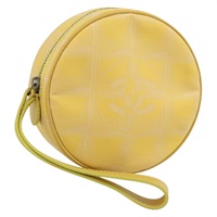 シャネル CHANEL ラウンドポーチ ポーチ ニュートラベルライン ナイロン イエロー シルバー レディース BAZ876A