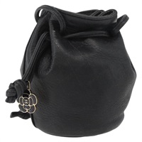 シャネル CHANEL ポーチ カメリア　巾着ポーチ ラムスキン ブラック ゴールド レディース BAZ879A