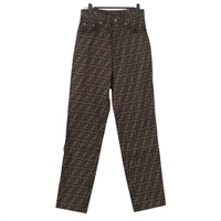 フェンディ FENDI パンツ ズッカキャンバス 40 ブラック ブラウン レディース AMZ085M