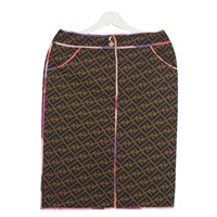 フェンディ FENDI スカート ズッカキャンバス ブラック ブラウン レディース AMZ177V