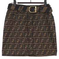 フェンディ FENDI スカート ズッカキャンバス ブラック ブラウン レディース YKZ603A