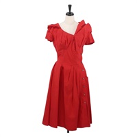 ルイ・ヴィトン LOUIS VUITTON シャツ ワンピース コットン レッド レディース 167171A