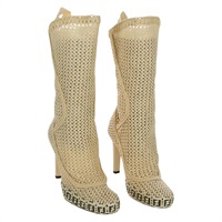 フェンディ FENDI ブーツ ロングブーツ ラフィア ベージュ 8T8083 レディース SW2296SM